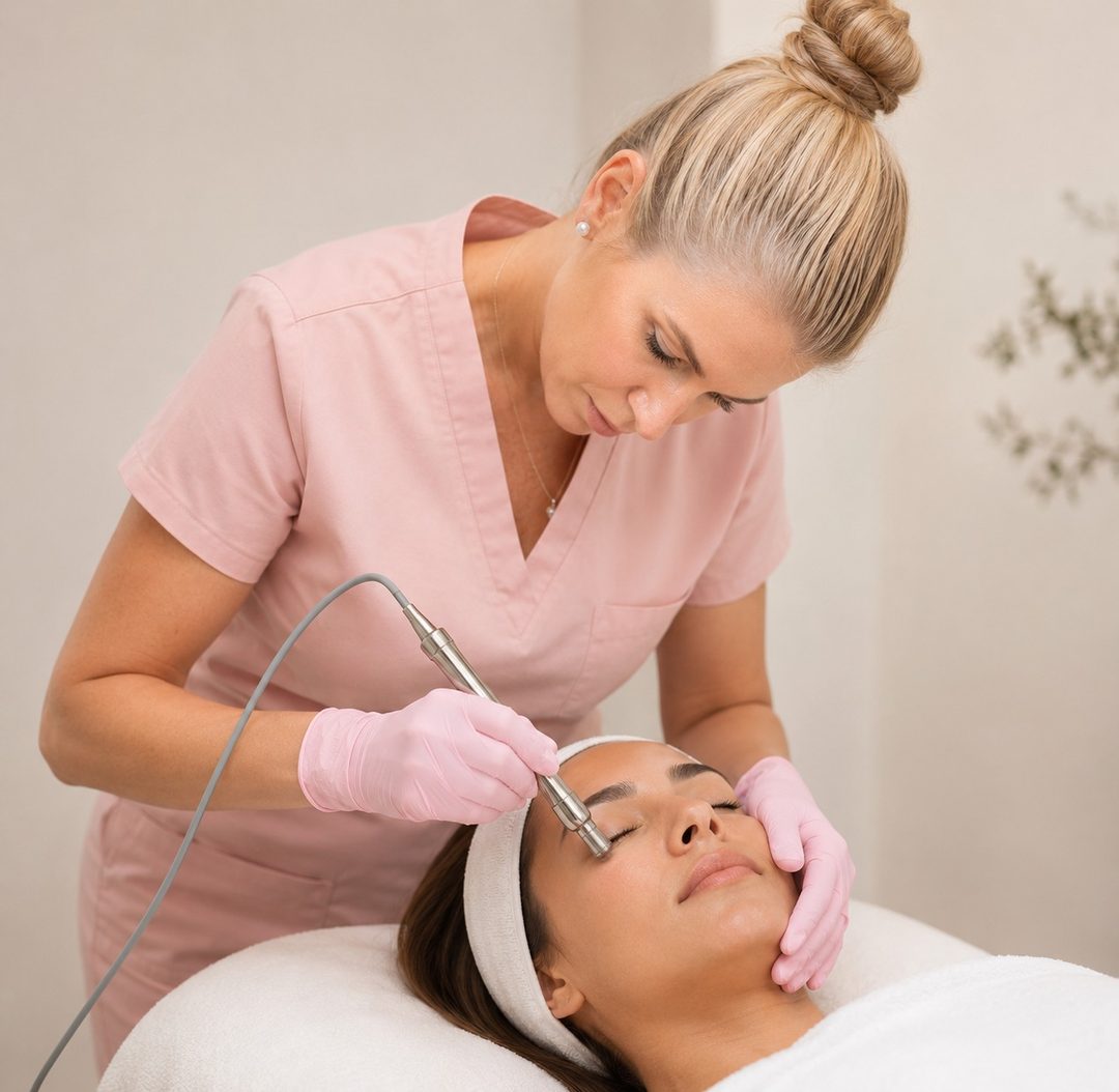 Natalie Helms performing a professional skincare treatment on a client